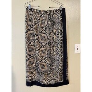 Talbots Vintage Womens Maxi Paisley Print Wrap Skirt 100% Silk Size 14